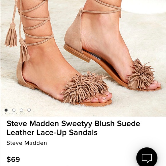 Steve Madden Sweetyy Blush Suede Leather Lace-Up Sandals - Picture 4 of 5